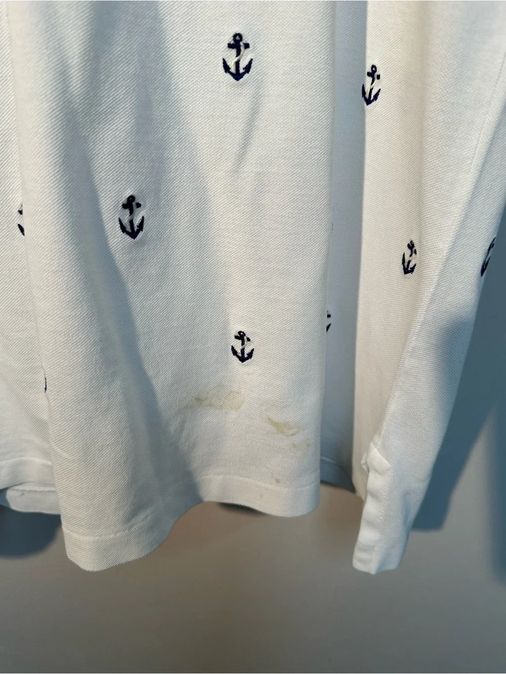 Ralph Lauren White Polo with Navy Anchor Motif